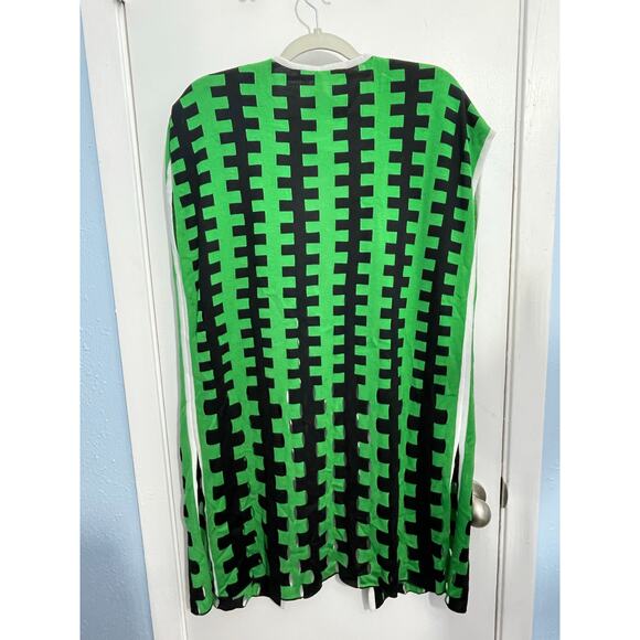 Ming Wang Long Line Vest XS Kelly Green Black Checked Knit Officecore Twee NWT - Picture 3 of 7